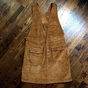 Umgee Tan Corduroy Overall Dress